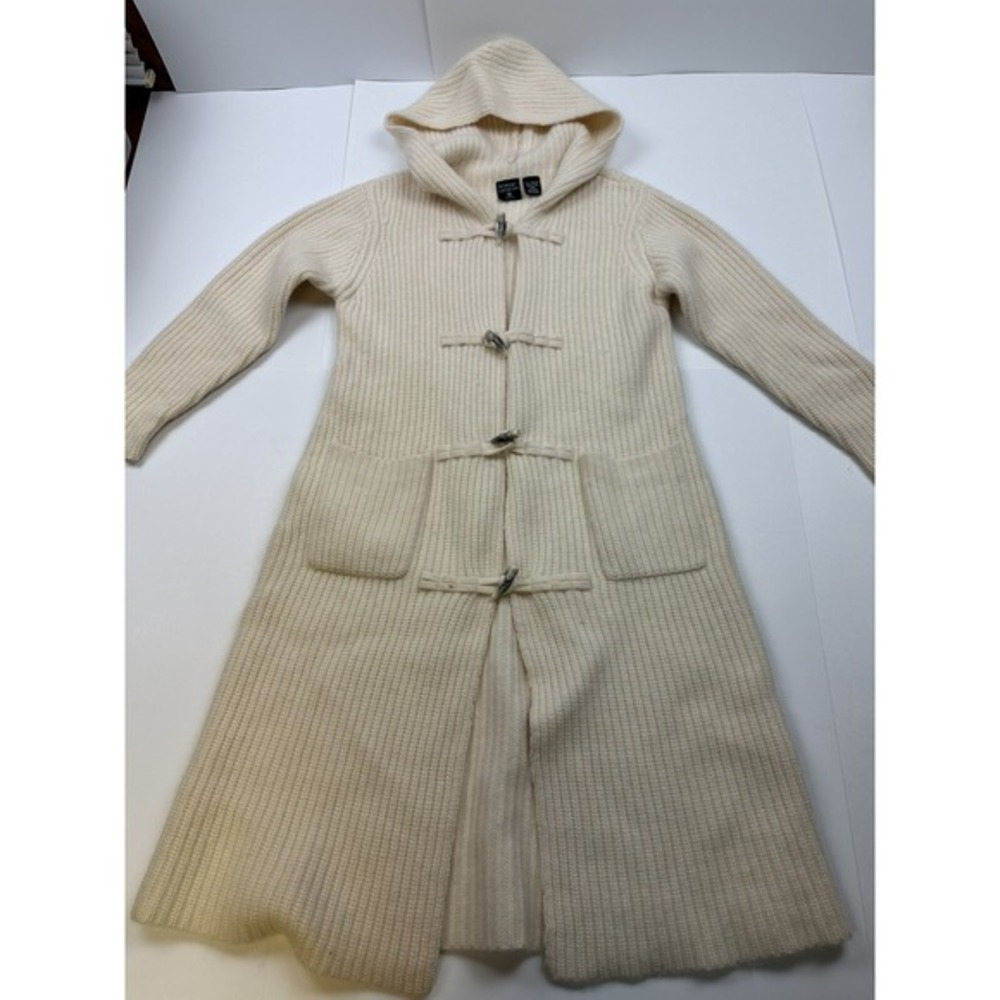 Nordic Design Wool Angora Cardigan Sweater Size‎ PM Long Hooded